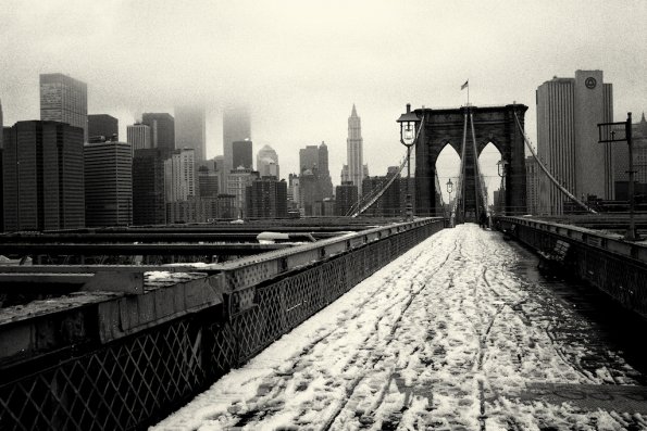 The Brooklyn Bridge in Snow